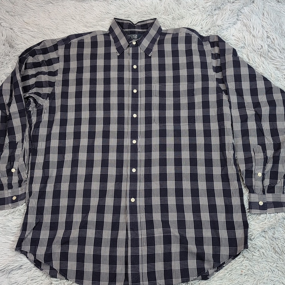 Vintage Polo Ralph Lauren Shirt Mens L Purple Plaid Button Up Lowell Sport